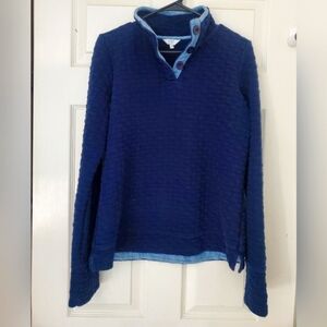 Crown & Ivy Blue‎ Quilted Casual Button Closure Pullover SZ:M